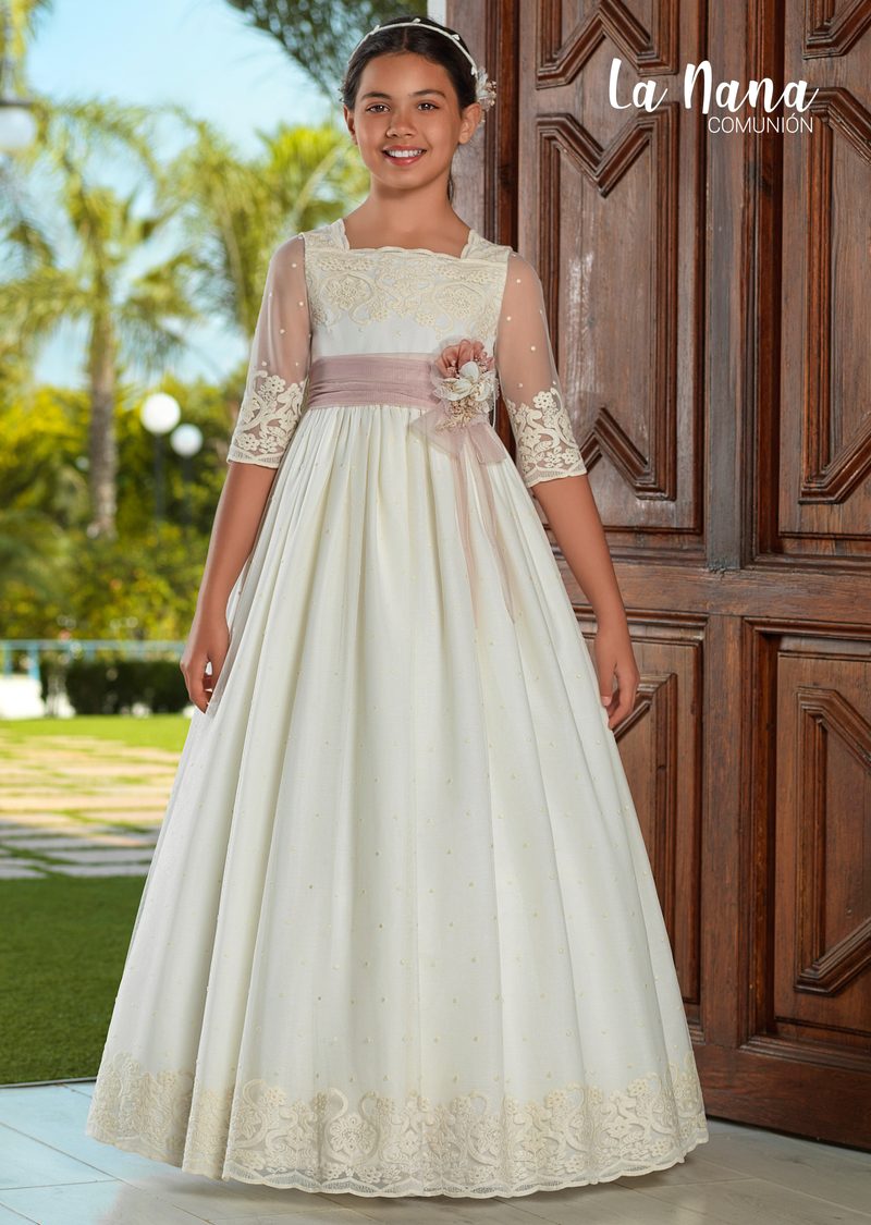 Vestido de comunión La Nana modelo 9714, vista delantera